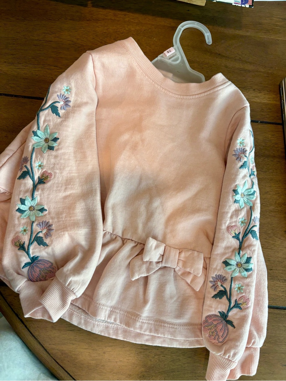 Haute Hippie Girls' Light Pink Embroidered Peplum Sweatshirt - Picture 3 of 4